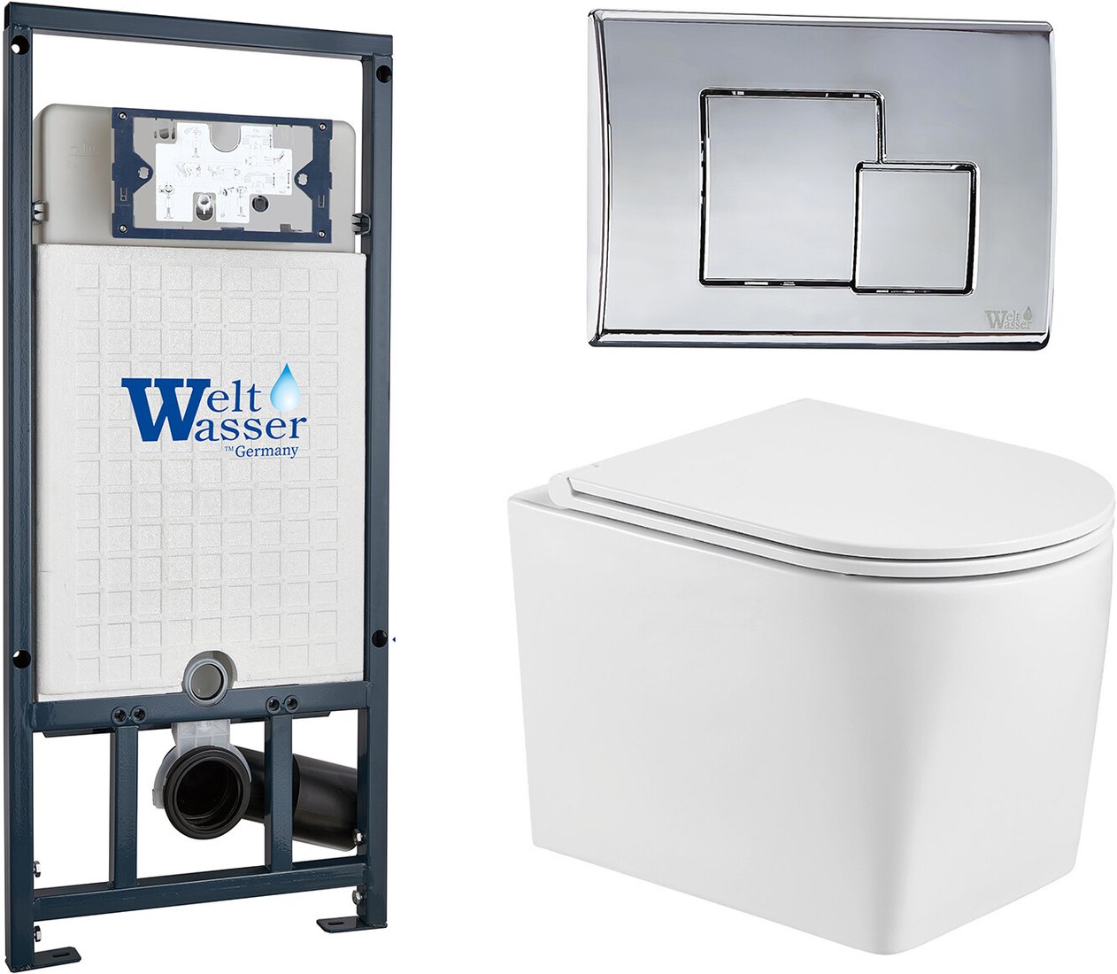 

Унитаз подвесной WeltWasser Marberg 507 + Nesenbach 004 GL-WT + Mar 507 SE-CR