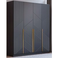 Шкаф распашной Феникс ФР№2 4-x cтворчатый (графит/графит софт, ручки золото)