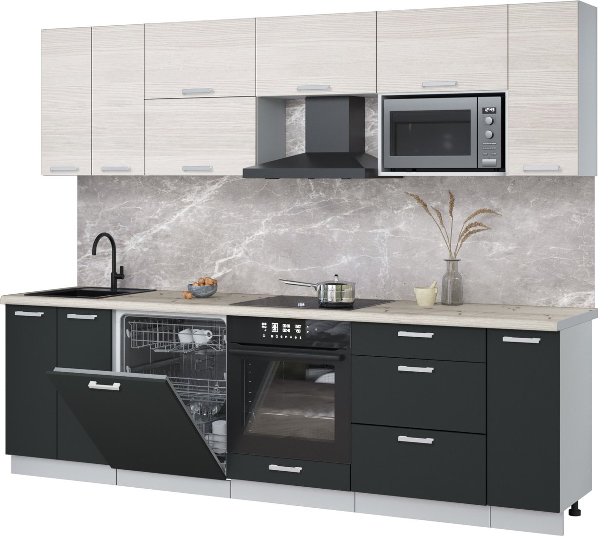 

Готовая кухня Интерлиния Мила Лайт 2.7-ПМ2 (вудлайн кремовый/антрацит/бискайская сосна)