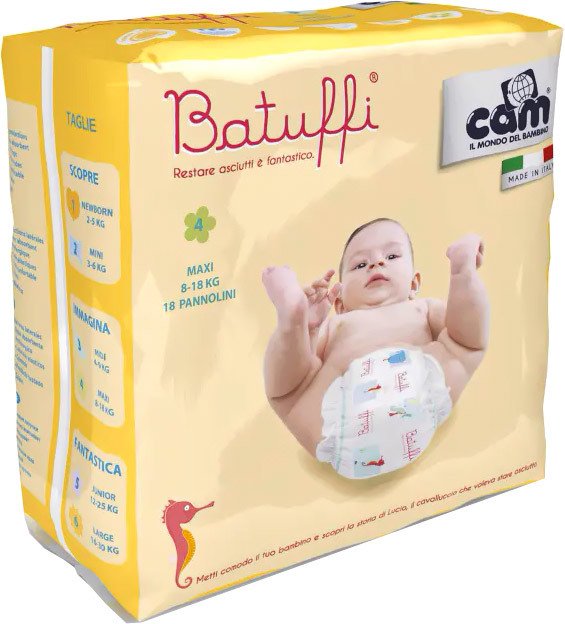 

Подгузники CAM Pannolino Batuffi Maxi 4 8-18 кг (18 шт)