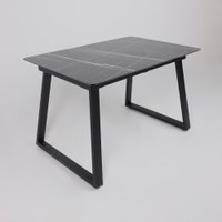 Кухонный стол Lepremo AV 1208 HPL+МДФ раздвижной 1200-1600x800 (черный тунис/черный)
