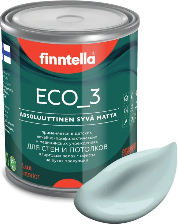 

Краска Finntella Eco 3 Wash and Clean Aamu F-08-1-1-LG102 0.9 л (светло-голубой)