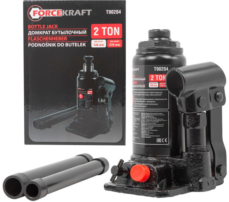 

Бутылочный домкрат ForceKraft FK-T90204(DS) 2т