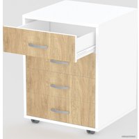 Тумба Seven Dreams SD-253 выкатная 4 ящика (белый/дуб сонома)