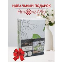 Евро комплект постельного белья Amore Mio Сатин Тропик Евро 24893 (зеленый/белый)