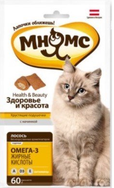 

Лакомство для кошек Мнямс Здоровье и красота. Хрустящие подушечки с лососем 60 г