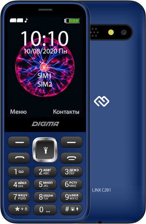 

Кнопочный телефон Digma Linx C281 (синий)