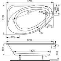 Ванна VagnerPlast Hapi 170x110 (правая)