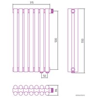 Стальной трубчатый радиатор Сунержа Эстет-11 EU50 500х315 7 секций (белый)