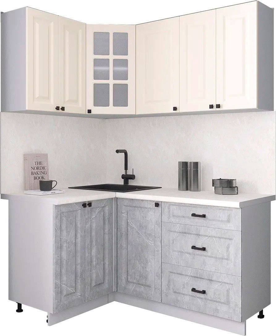 

Готовая кухня Интерлиния Мила Деко 1.2x1.6 (керамика/белый/опал светлый)