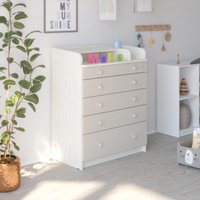 Детский комод Атон Мебель Maks ЛДСП 800/5 с органайзером (древесина белая/серый шелк)