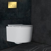 Унитаз подвесной Roxen Simple compact в комплекте с инсталляцией StounFix Dual Fresh 6 в 1 968026 (кнопка: золото глянцевое )