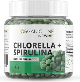Витамины, минералы 1WIN Хлорелла + Спирулина натуральная прессованная Суперфуд (200 таблеток)
