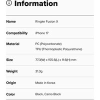 Чехол для телефона Ringke Fusion X для iPhone 17 Camo Black