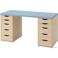 Стол Ikea Лагкаптен/Алекс 794.321.57 (голубой/под беленый дуб)