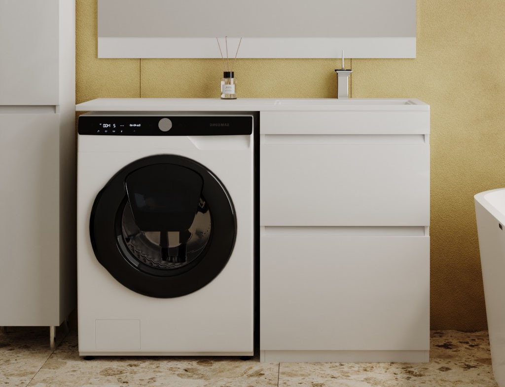 Symbolite Тумба с умывальником Даллас 120 Люкс Plus + Даллас 120x48 (правый, белый)