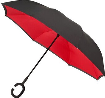 Зонт-трость Impliva RU-6-PMS Black 6C/PMS199C (черный/красный)