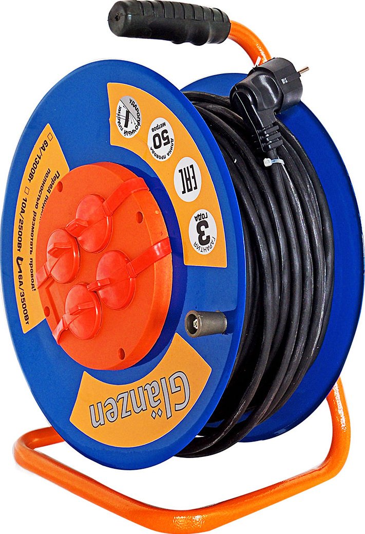 

Удлинитель на катушке Glanzen EB-50-010 (50 м, синий)