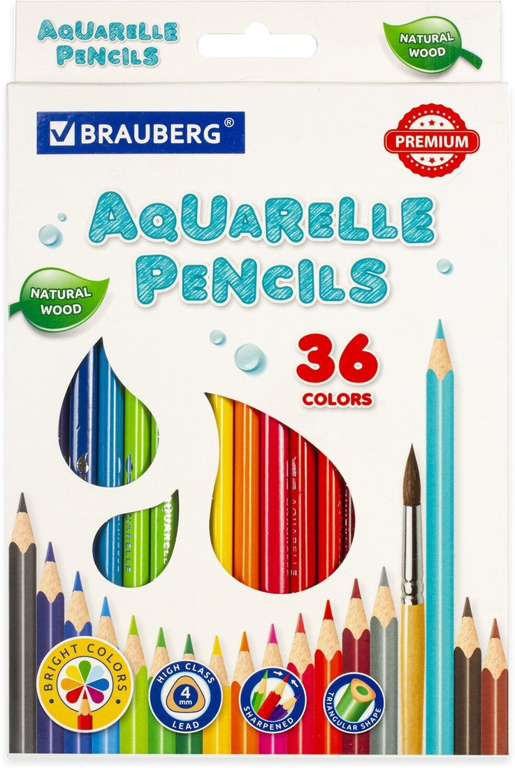 

Набор цветных карандашей BRAUBERG Premium aquarelle 181674 (36 шт.)