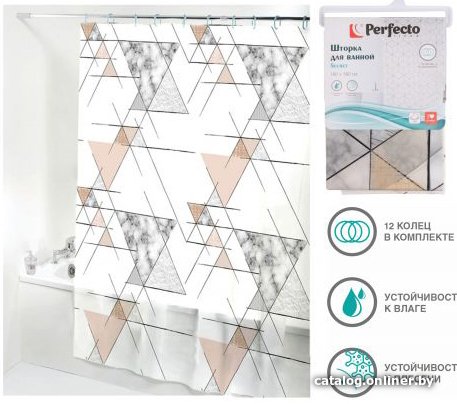 Шторка-занавеска для ванны Perfecto Linea Secret 36-118002 (мраморный узор)