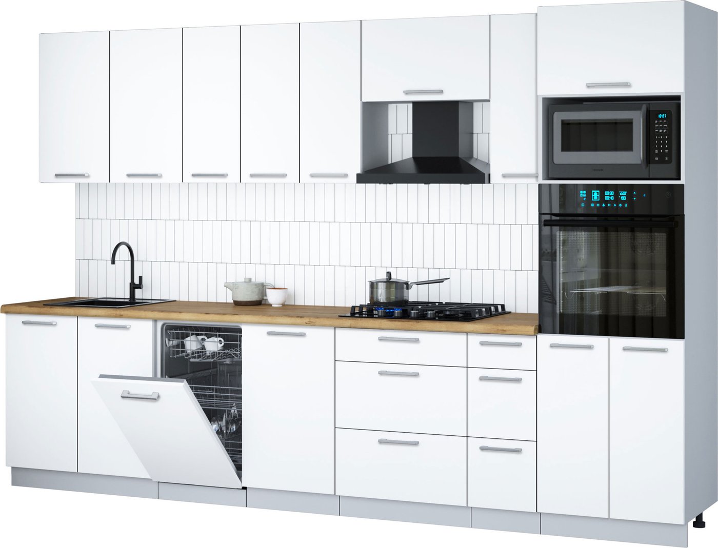 

Готовая кухня Интерлиния Мила Gloss 3.2-ПМ3 (белый/белый/дуб бунратти)