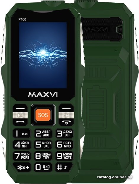 Кнопочный телефон Maxvi P100 (зеленый)