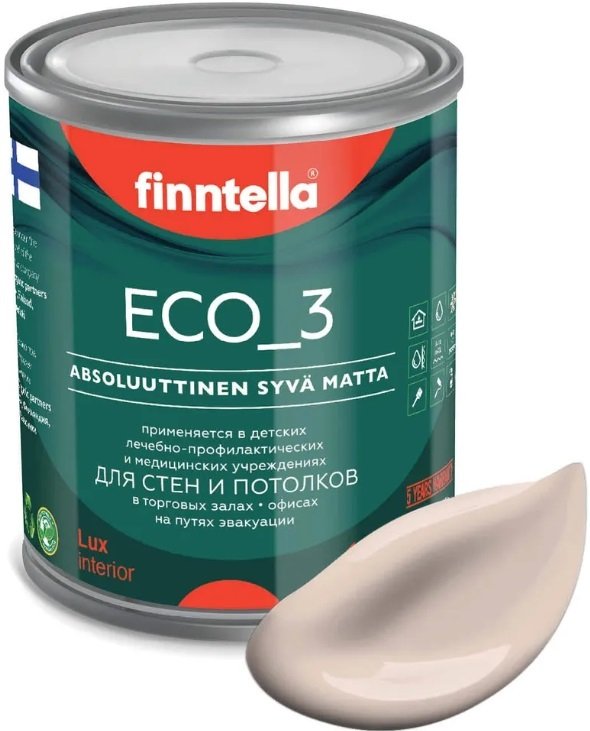 

Краска Finntella Eco 3 Wash and Clean Makea Aamu F-08-1-1-LG176 0.9 л (песочный)