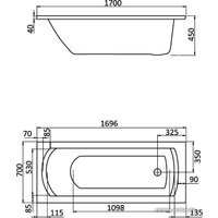 Ванна Santek Монако 170x70 базовая плюс [1WH112359]