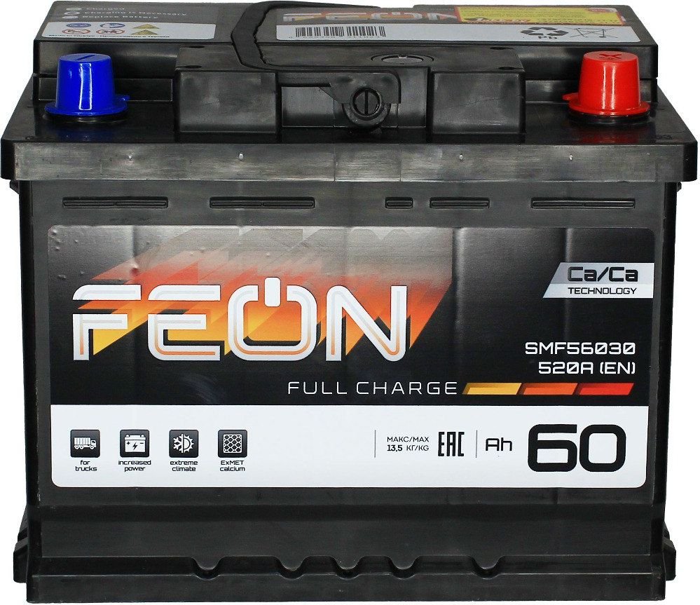 

Автомобильный аккумулятор Feon R+ (60 А·ч)