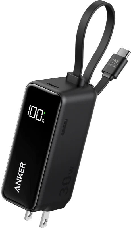 Внешний аккумулятор Anker Power Bank Fusion Built-In USB-C Cable A1636 30W 5000mAh (черный)