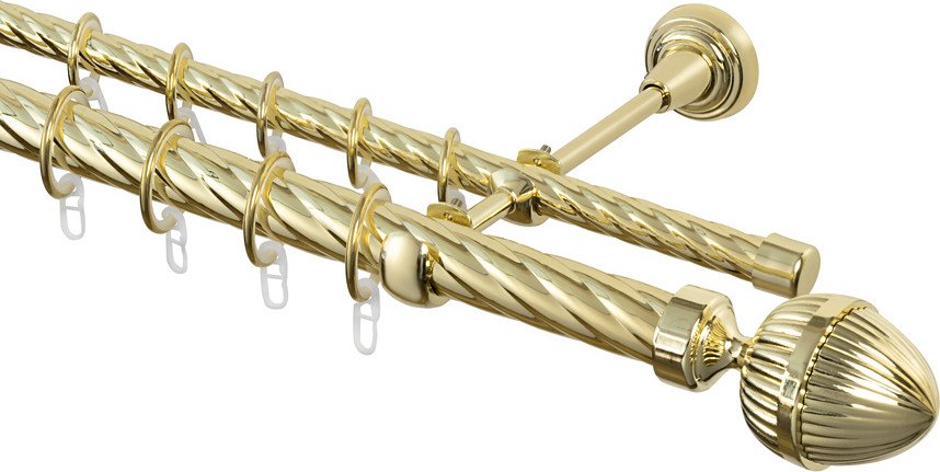 

Карниз для штор Sundays Home Шайн Одеон 25мм+16мм двухрядный (золото, 3.2м)