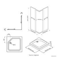 Душевой уголок Triton Вента Блэк А1 90х90 без поддона (прозрачное стекло)