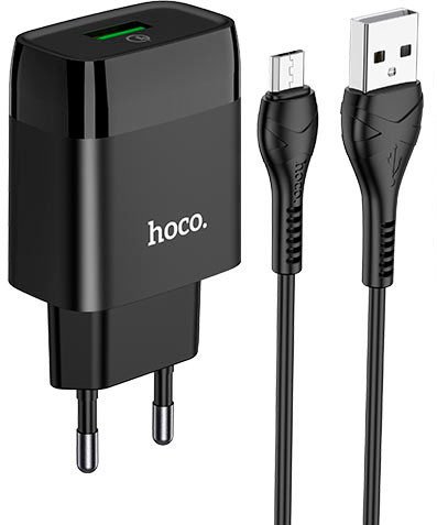 Сетевое зарядное Hoco C72Q microUSB (черный)