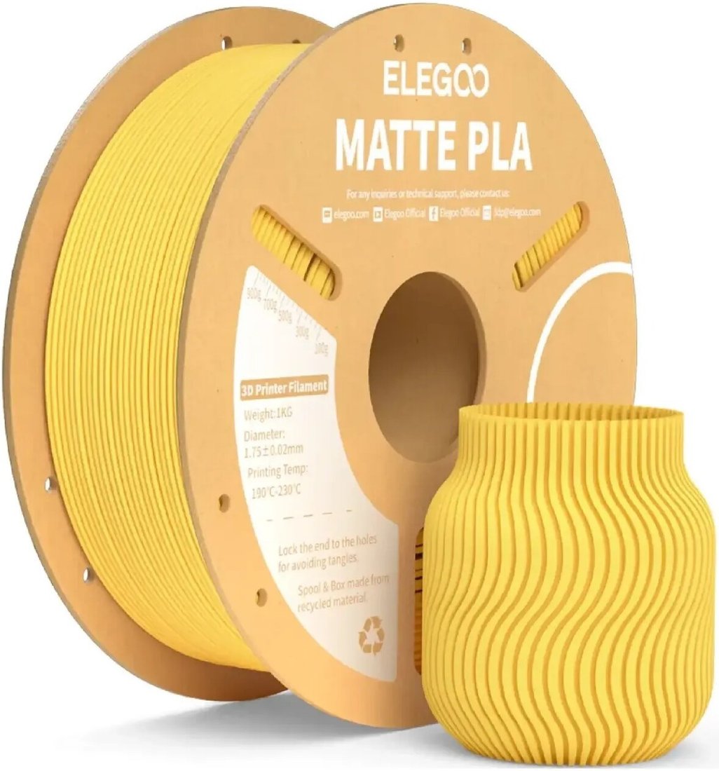 Филамент Elegoo PLA Matte (1.75 мм, 1 кг, солнечно-желтый)