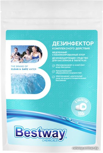 Химия для бассейна Bestway Дезинфектор комплексного действия DKM0.1TBW (5 таб x 20 г)