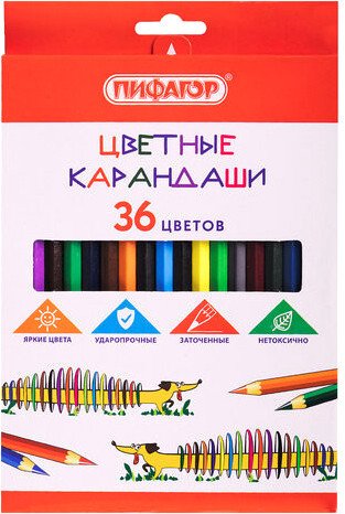 

Набор цветных карандашей Пифагор Веселая такса 181809 (36 цв)