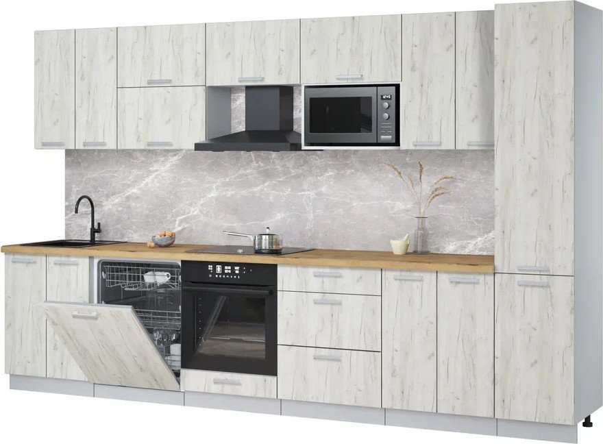 

Готовая кухня Интерлиния Мила Лайт 3.4-ПМ2 (дуб белый/дуб белый/дуб бунратти)