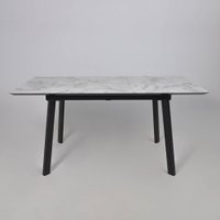 Кухонный стол Lepremo AV 1209 HPL+МДФ раздвижной 1200-1600x800 (виктори натуральный/черный)