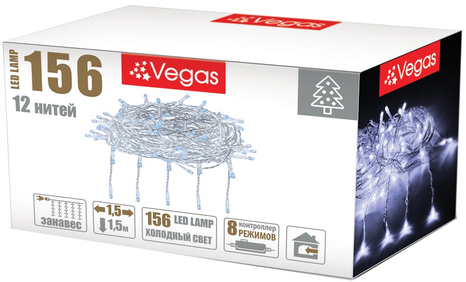 

Световой дождь Vegas Занавес 55078 156 LED (холодный белый)