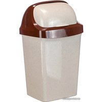 Мусорное ведро Idea Ролл Топ 9 л (бежевый мрамор/коричневый)