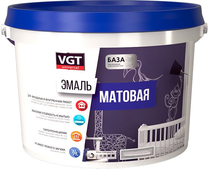 

Эмаль VGT ВД-АК-1179 Универсальная Матовая RAL 7024 2.5кг (графитовый)