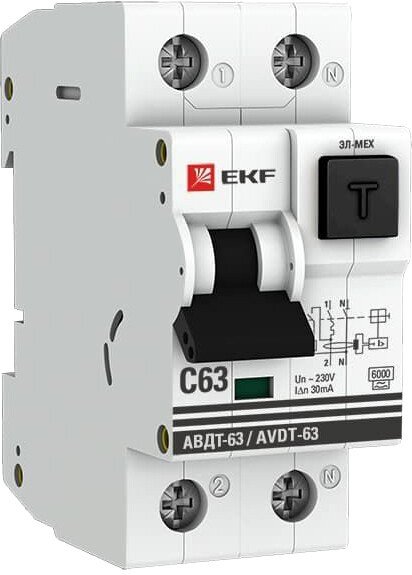 

Дифференциальный автомат EKF PROxima АВДТ-63 6А 30А DA63-6-30e