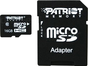 

Карта памяти Patriot microSDHC (Class 10) 16 Гб + адаптер (PSF16GMCSDHC10)