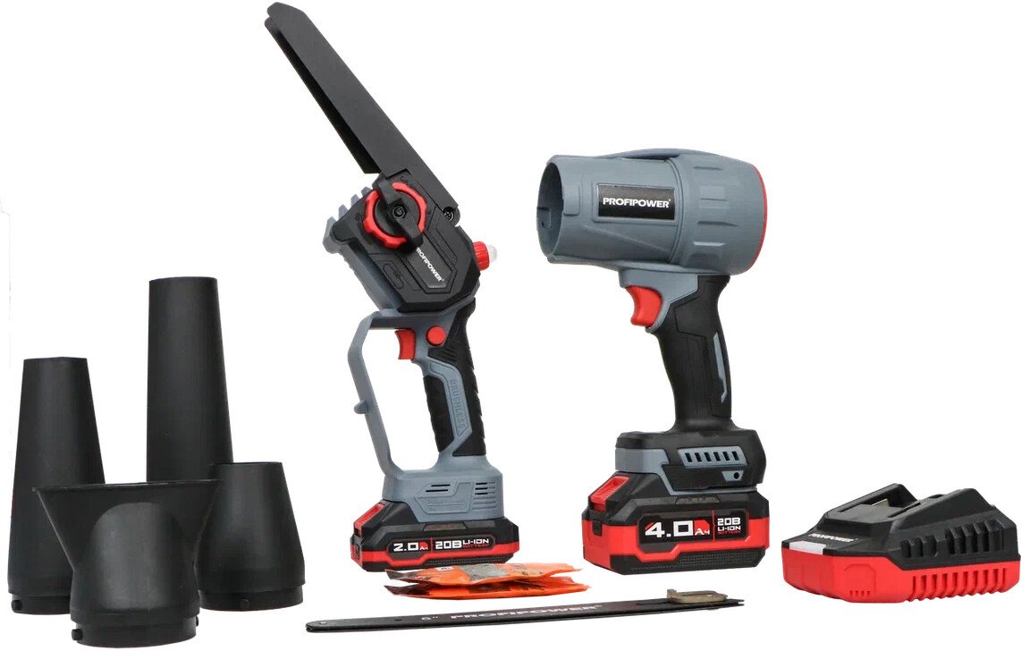 

Profipower ProfiSet-2D20 (воздуходувка, цепная пила, 2 АКБ)
