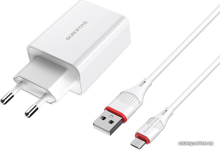 Сетевое зарядное Borofone BA21A microUSB (белый)