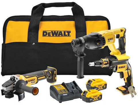 DeWalt DCK304P2 (шуруповерт, перфоратор, болгарка, 2 АКБ, сумка)