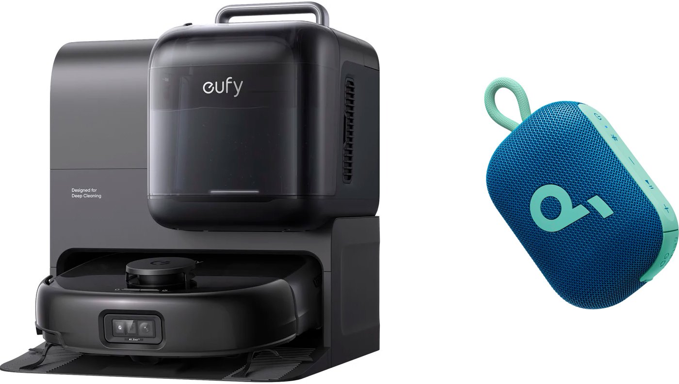 Робот-пылесос Eufy Robot Vacuum Omni E28 (2-в-1) + Беспроводная колонка Anker Soundcore Select 4 Go (синий) по акции