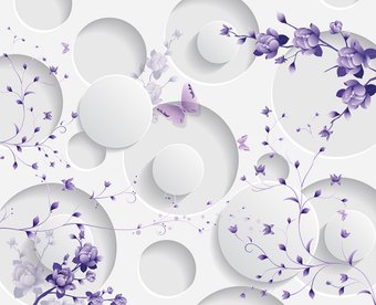 Фотообои Vimala 3D Цветы и круги 270x300