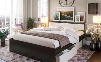 Кровать Стендмебель Гармония КР 606 200x120 (дуб белфорт/венге)