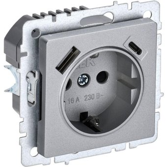 Розетка IEK Brite BR-R14-16-U22-018-K47 (алюминий)